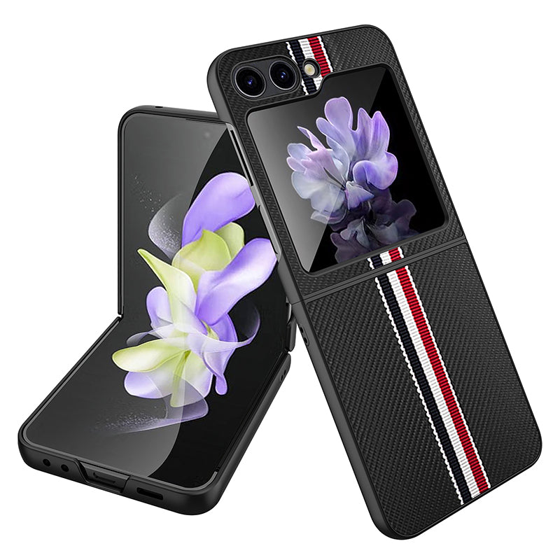 For Samsung Galaxy Z Flip5 5G Slim Case Ribbon Splicing PU PC Phone Case For Samsung Galaxy Z Flip5 5G Slim Case Ribbon Splicing PU PC Phone Case